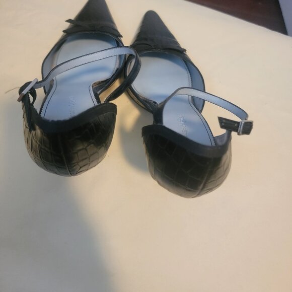 Etienne Aigner Adam Black Crocodile Point Toe D'Orsay Ankle Strap Pump Heels - Picture 9 of 13